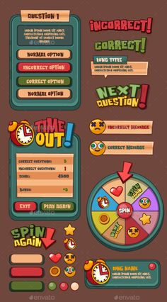 Ui Set 4 - Vector Setting Ui Design, Game Menu Design, Setting Ui, Ui Design Patterns, Graphic Design Portfolio Inspiration, Vector Art Illustration