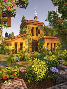 Minecraft house Italian Style Minecraft House, Boho Minecraft Houses, Mesa Houses Minecraft, Minecraft Dream House, Yellow Terracotta House Minecraft, Minecraft Vineyard House, Minecraft Italy Village, Italian Minecraft Builds, Earthy Minecraft House