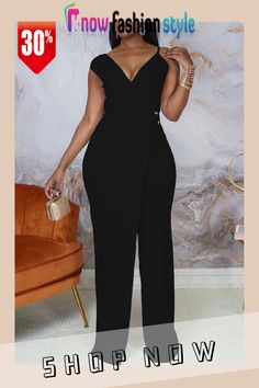 Black Casual Solid Patchwork V Neck Straight Jumpsuits Elegant V-neck Jumpsuits And Rompers For Going Out, Elegant Solid Color Jumpsuits And Rompers For Going Out, Elegant High-waist Non-stretch Jumpsuits And Rompers, Elegant Evening Jumpsuits And Rompers In Solid Color, Elegant High Waist Jumpsuits And Rompers In Solid Color, Elegant Non-stretch Jumpsuits For Evening, Chic Evening Jumpsuits And Rompers In Solid Color, Elegant High-waist Jumpsuits For Going Out, Elegant High-waist Jumpsuits And Rompers For Going Out