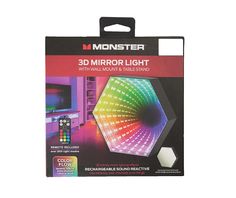 monster 3d mirror light with multicolored leds and remote control for home or office use