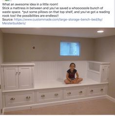 Large Storage Bench, Bedroom Designs, Design Case, My New Room, Reading Nook, Built Ins, Boy's Room, My Dream Home, Girl Room