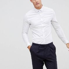 Oxford Shirt By Asos Design Best Paired With Clear Liquids Spread Collar Button Placket Skinny Fit A Tight Cut For A Sleek Shape Lightweight Cotton Body: 97% Cotton, 3% Spandex. Xxs Fits Chest 31.8" - 33.8" Slim Fit Button-up Tops For Business Casual, Casual Slim Fit Shirt For Office, Slim Fit White Shirt For Office Wear, Slim Fit Office Shirt With Buttons, White Slim Fit Shirt For Office Wear, Slim Fit Shirt With Buttons For Office Wear, Spread Collar Cotton Tops For Office, Cotton Office Wear Top With Spread Collar, Office Wear Slim Fit Collared Shirt