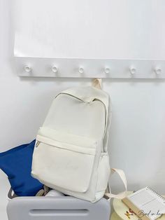 BirdinBag - Versatile School and College Backpack: Sleek and Efficient Design Casual White Backpack For Study, Casual White Study Backpack, White Portable Bag For Back To School, Portable White Bag For Back To School, Solid Color Backpack Shoulder Bag For School, White Shoulder Bag For Back To School, White Backpack With Zipper Closure For Students, White Backpack With Zipper Closure For Study, White Softback Backpack For Study