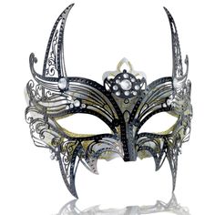 PRICES MAY VARY. : ̗̀➛Hand Painted➶ ˚ This masquerade mask for women is made with care and attention to detail. The intricate designs were painted by hand for a luxurious look. : ̗̀➛Sparkling Rhinestones➶ ˚ The mask is made from high-quality materials with intricate designs that sparkle in the light. The mask is adorned with black filagree metal and decorative rhinestone elements that make it stand out from other masks on the market. The attention to detail and quality of craftsmanship is eviden Maskerade Mask Ideas, Gold Masquerade Mask Women, Luxury Fantasy Masquerade Mask For Costume, Women’s Masquerade Mask, Valkyrie Mask, Luxury Fantasy Masquerade Mask For Theater, Silver Fantasy Masquerade Mask For Carnival, Maskerade Mask, Rhinestone Masquerade Mask