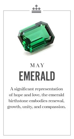 Month Birthstones, Loyalty Friendship, Birth Stones Chart, Baguette Side Stones, May Emerald, Birth Stones, Birthday Stone, Birthstones By Month