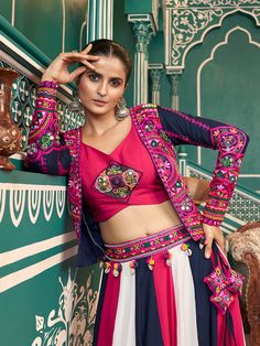 Navratri Lehenga, Navratri Chaniya Choli, Elegant Jacket, Jacket Fabric, Navratri Special, Chaniya Choli, Stunning Outfits, Viscose Rayon, Mirror Work