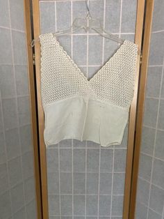 Early 1900’s white semi sheer tank top blouse/slip. Has a crochet bodice and a grid pattern underneath. Has a few dark spots, see photos.Bust: up to 37”Underbust: 34”Waist free to 37”18” shoulder to hem Crochet Bodice, Peignoir Sets, Vintage Gloves, Sewing Tutorials Clothes, Sheer Tank Top, Crochet Tank Top, Tank Top Blouse, Crochet Tank, Grid Pattern