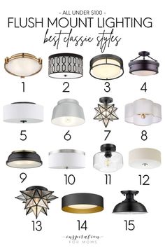 flush mount lighting for the bathroom, bedroom or living room with different styles and colors