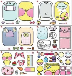 an assortment of stickers with different designs on them, all in pastel colors