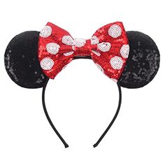 PRICES MAY VARY. 【Impressed design & Nice details】The mouse ear headbands features fancy and glittering designs derive from popular elements from cartoon movies.They are handmade with decent details. The amazing glittering and sparkly finish make them look super lovely. The mouse ears headbands are suitable for women, girls, adults, kids. 【Lightweight & Fit well with your head】The classic black red mouse ear headbands are lightweight and fit properly with your head. The band is neither too tight Costume Party Decorations, Minnie Ears Headband, Princess Decorations, Bow Hairband, Disney Embroidery, Mickey Y Minnie, Mouse Ears Headband, Ear Hair, Ears Headband