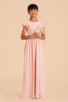 Celine Blush Pink Junior Bridesmaids Dress | Birdy Grey Blush Bridesmaid Dress, Bridesmaid Separates, Bridesmaid Dress Chiffon, Junior Dress, Blush Pink Bridesmaid Dresses, Junior Bridesmaids, Pink Flower Girl Dresses, Pink Long Dress, Pink Bridesmaid Dress