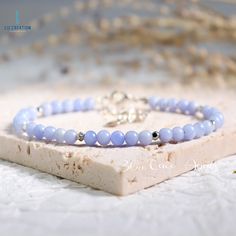 Dainty Blue Lace Agate Bracelet, Delicate Tiny Blue Lace Agate Gemstone Beaded Stacking Bracelet, Natural Stone Minimalist Gift - Material: Blue Lace Agate - Bracelet Length: fit for 6 ~ 6.5 inches wrist - Beads size:3-4mm **The appearance of natural stones can vary due to their unique characteristics and natural variations in color, size, and pattern.  **Packaging: Each item is packaged in our branded packaging, so your order is ready to be gifted. ** Shipping: All items are ready to be shipped Adjustable Light Blue Healing Bracelets, Light Blue Gemstone Beaded Bracelets For Gifts, Light Blue Gemstone Beaded Bracelets As Gift, Light Blue Gemstone Beads Bracelets As Gift, Elegant Handmade Light Blue Crystal Bracelet, Blue Gemstone Beads Minimalist Bracelets, Minimalist Blue Gemstone Bead Bracelets, Elegant Blue Friendship Bracelets With Round Beads, Dainty Blue Bracelets With Natural Stones