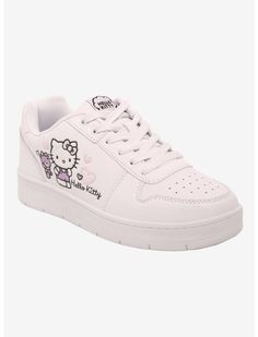 Hello Kitty Hearts White Sneakers | Hot Topic Hello Kitty Hearts, Tiny Chum, Hello Kitty Rhinestone, Hot Topic Shoes, Watch Ring, Hello Kitty Shoes, Rhinestone Watches, Pink Watch, Tall Hoodies