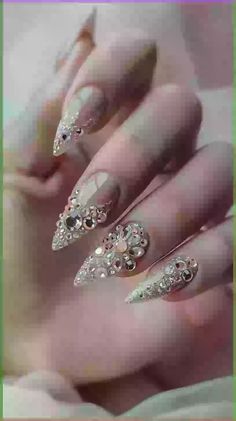 Sparkle and shine with 44 mesmerizing crystal nails designs! From delicate accents to full-on glamour, find the perfect look to make your nails dazzle and captivate New Years Eve Nail Art, Princess Nail Designs, New Years Eve Nail, Aesthetic Nail Art, Coquette Nail, Nails Girly, Princess Vibe, Nye Nails