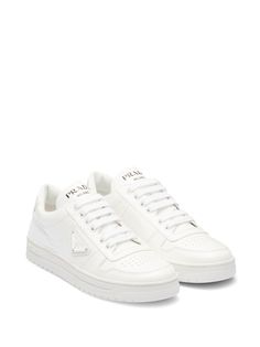 Find PRADA Downtown Leather Sneakers on Editorialist. white calf leather patent finish enamel triangle logo logo-print tongue branded heel counter logo at the sole branded insole front lace-up fastening perforated toebox round toe flat rubber sole Triangle Logo, White Sneakers, Sneakers White, Leather Sneakers, Logo Print, Calf Leather, Rubber Sole, Prada, Lace Up