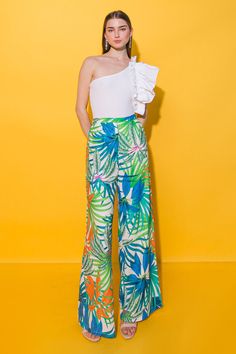 These PRETTY ON POINT WOVEN PANTS are perfect to create a stylish and comfortable look. Crafted from lightweight, printed woven materials, they feature a wide leg and an elasticized waistband for extra comfort and a flattering fit. With a fashionable and functional design, these pants are great for any style and occasion. Details Self: 100% Polyester Size & Fit - Model is 5`8" And Wearing Size Small - Measurements Taken From Size Small - Approx. Length: 45" Green High Waist Printed Bottoms, Green High-waisted Printed Bottoms, Printed Wide Leg Summer Pants, Spring Printed Green Wide Leg Pants, Spring Green Printed Wide Leg Pants, Trendy Green Printed Pants, Summer Tropical Print Wide Leg Pants, Summer Wide Leg Printed Bottoms, Spring Green Printed Pants