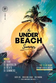 the under beach summer flyer with palm trees