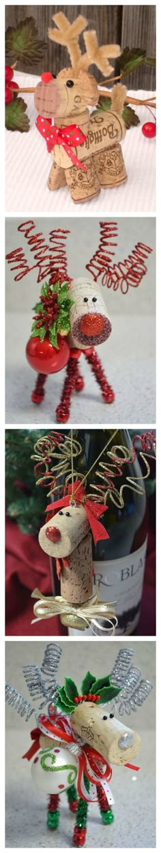 three different pictures of christmas decorations hanging from the ceiling and on top of each other