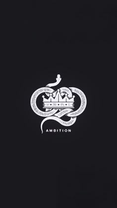 the logo for ambiton is shown on a black background with white lettering and a snake