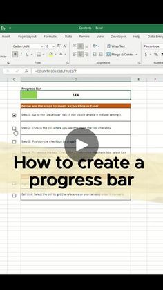 a screen shot shows how to create a progress bar in excel