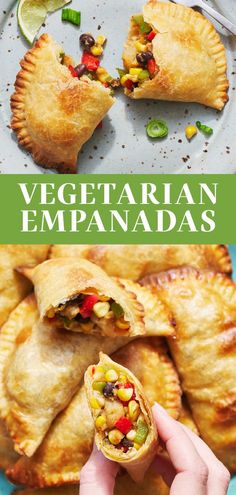 vegetarian empanadas on a plate with the title overlay