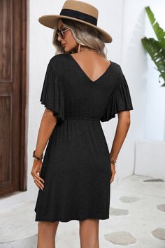 Details:Solid Black Ruffle Sleeve V Neck Casual Mini DressSolid colorHigh waistMini lengthSkin friendlyFabric: rayonSize: S, M, L, XL.For more country size measurements, please .Size/InUSBustWaistLengthS4-636.2224.4033.85M8-1038.1826.3734.44L12-1440.1528.3435.03XL16-1842.9131.3035.62Please allow 0.4"-0.8" differs due to manual measurement. Casual Mini Dress, Black Slacks, Mini Dress Casual, Ruffled Sleeves, Black Ruffle, New Arrival Dress, Black Mini, Xl Dress, Mini Black Dress