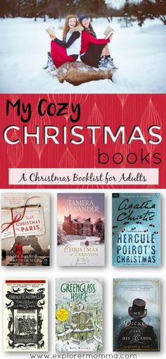 the book cover for my cozy christmas books is shown in red and white with an image of