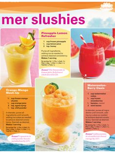 the menu for an orange drink is shown in this image, with information about it