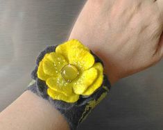 Gray yellow cuffs Felted cuffs Flowers cuff bracelet Felt cuff Felted bracelet Gift for women Handmade Yellow Cuff Bracelet, Handmade Yellow Cuff Bracelet As Gift, Handmade Yellow Cuff Bracelet Gift, Adjustable Yellow Cuff Bracelet As Gift, Adjustable Yellow Cuff Bracelet For Gift, Elegant Yellow Bracelets For Spring, Spring Cuff Bracelet Suitable For Gifting, Cuff Wristlet As Gift, Handmade Bracelets For Spring Weddings