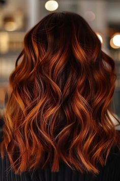 Fall Hair Auburn Caramel Highlights, Brown Red Orange Hair, Burgundy Hair Copper Highlights, Two Toned Copper Hair, Burnett Baylage Fall, Copper Brown Balayage On Black Hair, Dark Copper Hair Balayage, Cinnamon Auburn Hair Color, Red Hair Variations