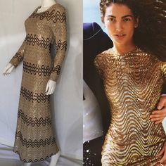 1970s Zig Zag Missoni Vibe Sequined Maxi Dress by AntoinettesCake on Etsy Vintage Glam, Maxi Gowns, Modern Dress, Gorgeous Gowns, Missoni, Zig Zag, Scoop Neckline, Unique Vintage, 1970s