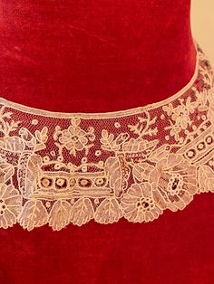 "Point de Gaze hand done antique lace. ivory color, there are a few small holes and a couple of light stains. small collars like this were from the early 1800s. 2\" x 16\" neck" Wedding Lace Collar, Vintage Lace Collar, Alencon Lace, Antique Linens, Antique Lace, Lace Collar, Light Stain, Hand Loom, Ivory Color