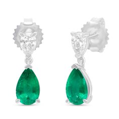 Introducing the 'La Pera Collction,' designed for the modern woman who appreciates timeless elegance. Perfect 8x6mm pear-shaped emeralds along with natural diamonds meet in unison, their clarity sure to turn heads. SKU BS30794E EMERALD SIZE 8x6mm COLORSTONE SHAPE Pear COLORSTONE WT 1.57cts DIAMOND WT 0.46cts Ethically sourced emeralds directly from our renowned Belmont mine in Brazil. Emerald Pear-shaped Fine Jewelry Earrings, Elegant Gia Certified Teardrop Diamond Earrings, Fine Jewelry Emerald Pear-shaped Earrings, Pear-shaped Emerald Earrings Fine Jewelry, Classic Emerald Pear-shaped Earrings, Formal Pear-shaped Emerald Earrings, Classic Pear-shaped Emerald Earrings, Elegant Pear-shaped Emerald Earrings, Classic Teardrop Emerald Jewelry