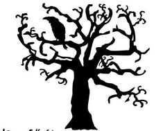 a black and white drawing of a tree with a bird on it