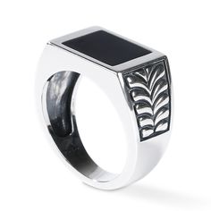 Bold and unique, this ring makes an adorable gift for people who are looking for a men's ring. Crafted in oxidized sterling silver, the ring shows a unique and pristine look. Sculptured with leaves, the band will show a really delicate look on your hand. Just take this handsome design. It won't disappoint you! Weight: 8.9 gWidth: 10.2 mmHeight: 2.5 mmThickness: 3.9 mmMaterial: 925 SilverPlating Color: Silver Classic White Gold Ring With Oxidized Finish, Classic Sterling Silver Ring With Oxidized Finish, Classic Sterling Silver Rings With Oxidized Finish, Modern Rings With Oxidized Finish For Gifts, Formal Sterling Silver Signet Ring With Oxidized Finish, Formal Engraved Sterling Silver Ring With Oxidized Finish, Formal Sterling Silver Rings With Oxidized Finish, Formal White Gold Rings With Oxidized Finish, Modern Oxidized Finish Rings For Anniversary