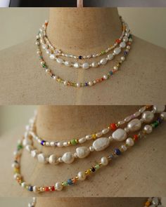 Colorful Freshwater Pearl Beaded Necklace Beaded Necklace - Etsy Etsy Jewelry Necklace, Diy Pearl Necklace, Interesting Clothing, Mixed Beads Necklace, Natural Pearl Necklace, Beads Craft Jewelry, Pearl Beaded Necklace, Diy Jewelry Necklace, Beaded Necklace Designs