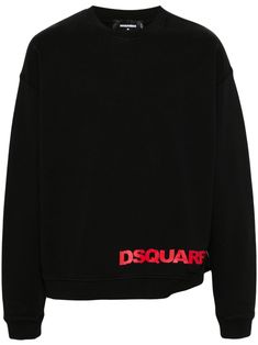 black/red cotton jersey texture tonal stitching ribbed trim logo print to the front crew neck drop shoulder long sleeves straight hem Airport Fashion, Balenciaga Triple S, Summer Beach Wear, Sweaters Knitwear, Mens Activewear, Light Jacket, Jacket Style, Logo Print, Jean Coat