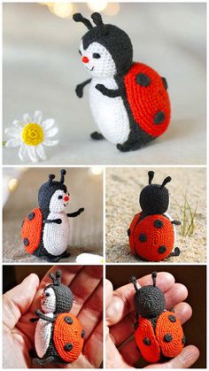 crocheted ladybug amigurt pattern with instructions to make it look like an insect