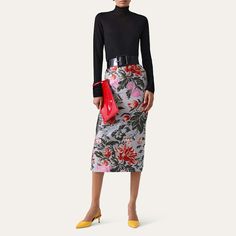 Carolina Herrera pencil skirt in an allover floral print finish Hem falls below the knee Pencil style Back zip closure  Linen/polyester/nylon/polyamide Dry clean Made in Italy Workwear Floral Print Knee-length Skirt, Floral Print Knee-length Skirt For Work, Knee-length Floral Print Skirt For Work, Elegant Floral Print Pencil Skirt For Spring, Floral Print Pencil Skirt For Work, Chic Floral Print Fitted Pencil Skirt, Fitted Floral Print Chic Pencil Skirt, Fitted Multicolor Floral Print Pencil Skirt, Floral Print Fitted Pencil Skirt For Work