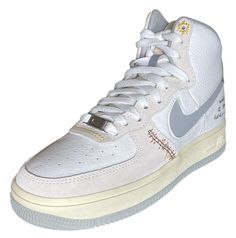 BRAND NEW Nike Air Force 1 Sculpt High Top Basketball Shoes - Women's Size 5 - "We'll Take It From Here" - Style DV2187-100.   - These stylish women's high-tops feature the saying "We'll take it from here" on them  -  This is a newer model of Nike basketball shoes that was first manufactured in 2022  Please view all photos and ask any questions before bidding.  - Item is stored in a clean, smoke-free environment - Domestic returns are accepted within 30 days in original condition and original packaging, if appropriate. Thanks for stopping by! Casual Cream Basketball Shoes For Streetwear, Casual Cream Low-top Basketball Shoes, Nike Air Force 1 Casual Lace-up For Streetwear, Nike Air Force 1 With Perforations For Streetwear, Nike Air Force 1 High-top With Perforations For Streetwear, White Nike Air Force 1 Casual Streetwear, Casual White Nike Air Force 1 For Streetwear, Nike Air Force 1 Streetwear With Round Toe, Casual Nike Air Force 1 Leather With Perforations