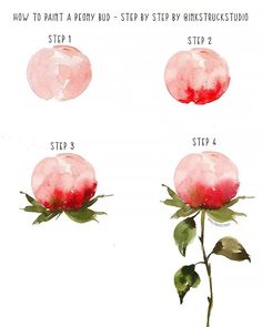 how to paint a red rose step by step