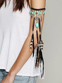 Spell and the Gypsy Collective Pocohontas Princess Wrap at Free People Clothing Boutique  Braided leather wrap with real turquoise stone detailing and silver metal charms. Real feather embellishment at the bottom. Ties are adjustable. Wear this as a necklace, a wrap bracelet or a headband. We love coming up with new ways to style up this fantastic and versatile piece!   *By Spell and the Gypsy Collective *Leather Necklace with Real Feather, Turquoise and Silver Pendant Hippie Elegante, Fairytale Photography, Hippy Chic, Estilo Hippie, Mode Boho, Free People Clothing Boutique, Free People Clothing, Indian Summer, Urban Chic