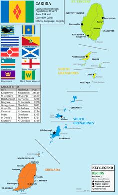 the british virgin islands with flags and other countries in green, blue, yellow and orange