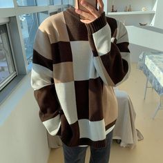 fb-feed Spiritual Fashion, Couples Sweaters, Pullover Mode, Plaid Sweater, Traje Casual, Men Fashion Casual Outfits, Streetwear Men Outfits, Color Block Sweater