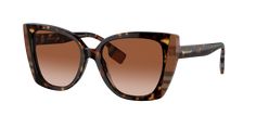 Elevate your fashion and style quotient with Burberry Meryl sunglasses. The polished dark havana/check brown acetate frame in a unique cat eye shape adds a touch of sophistication to any look. The brown gradient lenses not only provide excellent vision but also offer a stylish transition from top to bottom. These shades are a versatile accessory for everyday wear. Designer Tortoiseshell Sunglasses With Uv Protection, Designer Brown Sunglasses With Uv Protection, Luxury Brown Polarized Sunglasses, Luxury Tortoiseshell Cat Eye Sunglasses With Gradient Lenses, Designer Brown Sunglasses With Mirrored Lenses, Designer Brown Sunglasses With Polarized Lenses, Designer Brown Cat Eye Sunglasses, Designer Brown Tinted Sunglasses, Formal Brown Sunglasses With Gradient Lenses