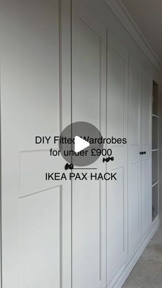 a white wall with the words diy fitted wardrobes for under $ 900 ikea pax hack