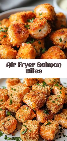 Air Fryer Salmon Bites Salmon For Picky Eaters, Breaded Salmon Bites, Salmon Cubes Recipe, Salmon Recipes Baked Air Fryer, Air Fry Salmon Recipes, Salmon Bites Recipe Air Fryer, Airfryer Salmon Bites, Air Fry Salmon Bites, Salmon Airfryer Recipe