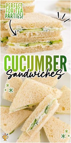 Elegant cucumber sandwiches are delicious and perfect for teas, luncheons, or picnics. Creamy dill-flavored cream cheese is spread between fresh pieces of bread for simple finger food that is light and tasty. #CucumberSandwiches #SandwichRecipes #CucumberRecipes #TeaSandwiches #HealthySandwiches #EasySandwiches #LightLunch #QuickLunch #CucumberLovers #CucumberInspiration #SnackTime