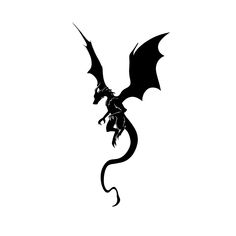 a black and white silhouette of a dragon