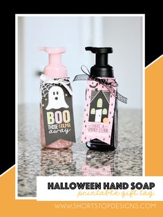 two halloween hand soaps on a counter with the words boo giveaway written below